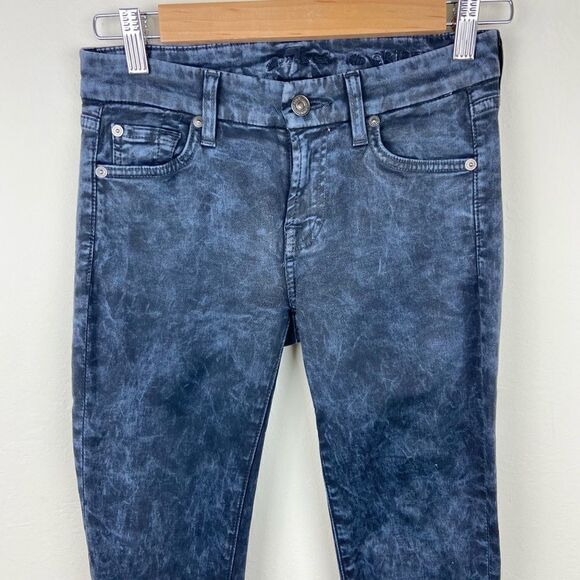 7 For All Mankind Black Acid Wash Skinny Jeans - Picture 3 of 7